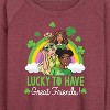 Women's - Barbie - Lucky To Have Great Friends Lightweight French Terry Wide Neck Long Sleeve Shirt - 2 of 4