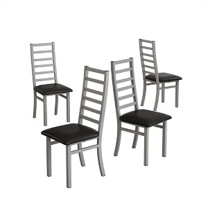 XINGHANZHENXUAN Set of 4 Industrial Metal Dining Chairs with PU Leather Seats, Armless Design for Kitchen, Dining, Living Spaces - 1 of 4