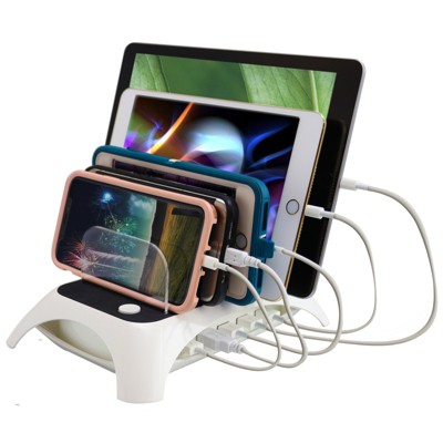Trexonic 12A 5-Port USB Charging Station with Dividers, White