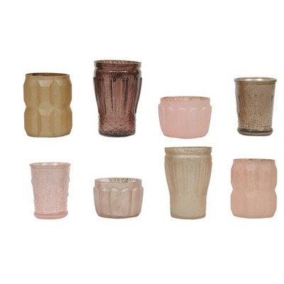  8pc Mercury Glass Votive Holder Set Beige/Pink 3"x5" - 3R Studios 