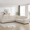 110" Oversized L-Shaped Corduroy Corner Sofa with USB & Type-C Port, Storage Armrest, Cup Holders, Deep Seat Sectional Couch for Living Room - 3 of 4