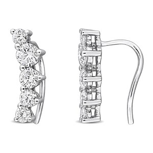 CREATED FOREVER | Sterling Silver 1 1/3 CT TW Lab-Grown Diamond Climber Earrings - 1 of 4
