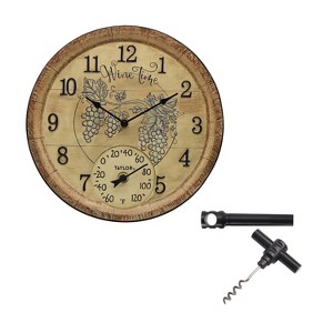 Taylor® Precision Products 14-In. Wine Time Poly Resin Clock and Thermometer with Bonus Corkscrew in Multicolored - 1 of 4
