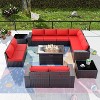 ALAULM 13 Pieces Outdoor Patio Furniture Set with 43" Gas Propane Fire Pit Table PE Wicker Rattan Sectional Sofa - 3 of 4