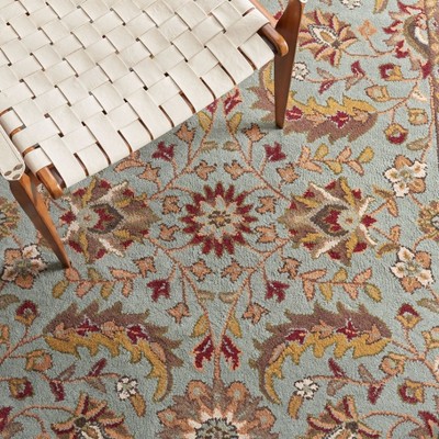 Elegant Heritage Blue & Brown Wool Runner Rug - 2'3" X 12'