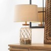 Hugo Table Lamp Clear - Splendor Home: Mouth-Blown Glass, Jute Rope Net, Linen Shade, 24" Height - 4 of 4