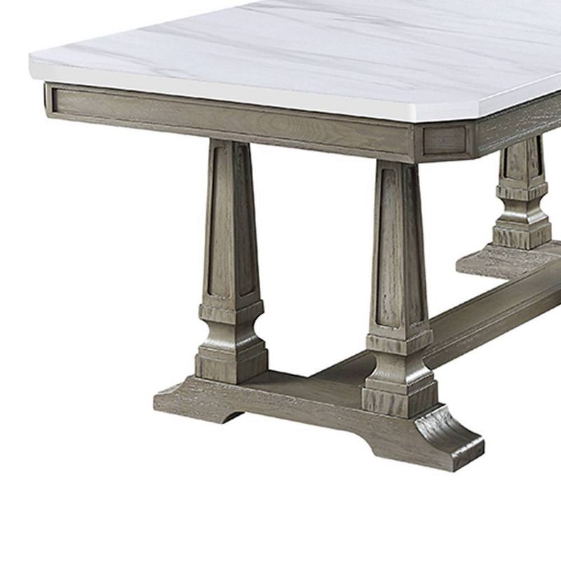 71&#34; Zumala Dining Table Marble/Weathered Oak Finish - Acme Furniture, 4 of 7