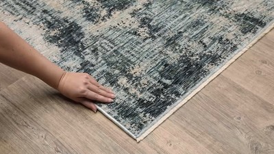 Hayden Abstract Blue and Beige Rectangular Area Rug 6'7" x 9'6"