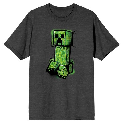 Minecraft Creeper Drawing Men's Charcoal Heather T-shirt : Target