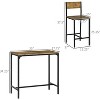 Brown three-piece bar dining table and chairs set, industrial style bar height table and bar stools - 2 of 4