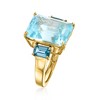 Ross-Simons 12.00 Carat Sky Blue Topaz and 1.30 ct. t.w. London Blue Topaz Ring in 18kt Gold Over Sterling - 3 of 4