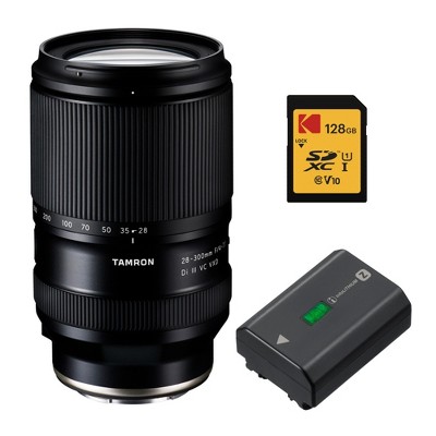 Tamron A074S 28 300mm F4 7.1 Di III VC VXD Zoom Black Lens and Battery Bundle