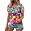 Nlife Womens Puff Short Sleeve Hawaiian Shirts Floral Tropic Printed Pleated V Neck Summer Casual T-Shirt Trendy Boho Blouses Tops - 3 of 4