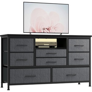Chest of Drawers, Fabric Dresser with 8 Fabric Drawers & LED Lights & Power Outlets, Sturdy Metal Frame Storage Organizer, Closet - 1 of 4