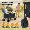 VINGLI Collapsible Wagons Carts, Heavy Duty Foldable Utility Garden Grocery Shopping Cart with Big All-Terrain Beach Wheels & Drink Holders, Black - 3 of 4