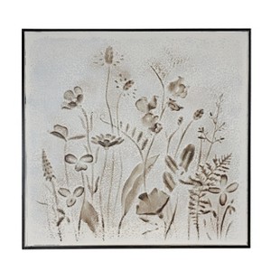 VIP Metal 23 in. White Embossed Floral Print Artwork - 1 of 3