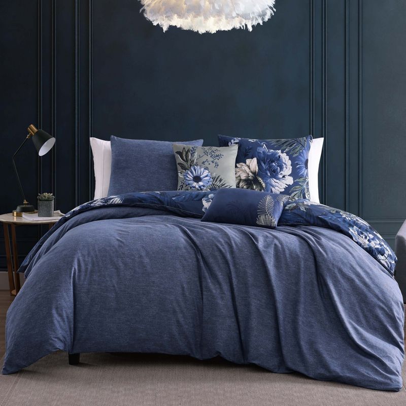 Bebejan Delphine Blue 100% Cotton 5-Piece Reversible Comforter Set, 6 of 12