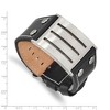 Black Bow Jewelry Men's Stainless Steel Black Leather Adj. Buckle Bracelet, 8.75 Inch - 4 of 4