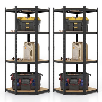 Tangkula 2PCS 4-Tier Adjustable Garage Storage Utility Rack Corner Shelving Unit for Warehouse