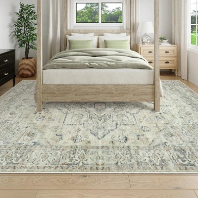 Lahome Boho Traditinal Area Rug for Bedroom Soft Non Slip Washable Living Dining Room Mat Indoor Office Carpet for Kitchen Nursery Bedroom