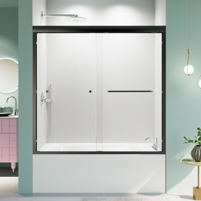 NicBex 56-60"W x 58"H Shower Door Semi-Frameless Glass Bathtub Door 1/4"(6mm)Thick Glass with Adjustable Width and Double Sliding