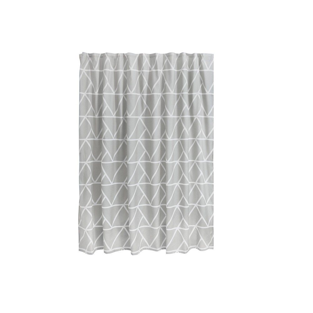 iDESIGN 70"x72"Connected Triangle Fabric Bathroom Shower Curtain Gray: Polyester, Woven, Buttonhole Top
