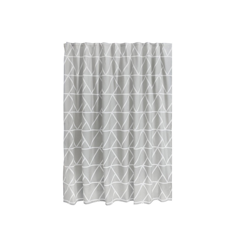 Photos - Shower Curtain iDESIGN 70"x72"Connected Triangle Fabric Bathroom  Gray