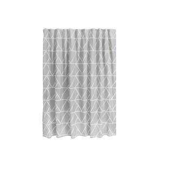 iDESIGN 70"x72"Connected Triangle Fabric Bathroom Shower Curtain Gray