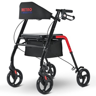 Metro Mobility Lightweight Rollator Walkers with Big Wheels,Foldable Rolling Walker with Seat,Drive Walkers for Seniors