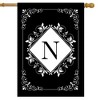 Briarwood Lane Double Sided House Flag 40x28 For Outdoor Black and White Monogram N House Flag - 2 of 4