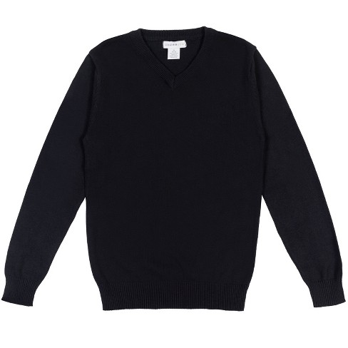 Cozeeme Big Boys V-neck Long Sleeve Sweater Black 18-20