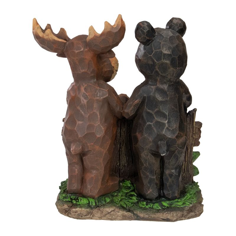 Northlight 9.75" Black Bear and Moose "Welcome" Outdoor Garden Statue, 4 of 6