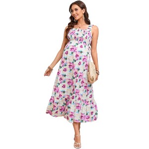 Clearlove Women's Flowing Dress Sleeveless Maternity Maxi Dress - 1 of 4