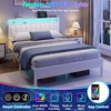 Queen size Bed Frames with LED Lights Charging Station Platform Bed with Metal Slats Headboard with 2-Tier Storage Shelves No Box Spring Needed White - 4 of 4