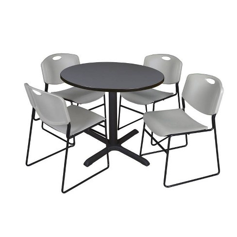 Regency Cain Square Breakroom Table with 4 Stackable Restaurant Chairs 