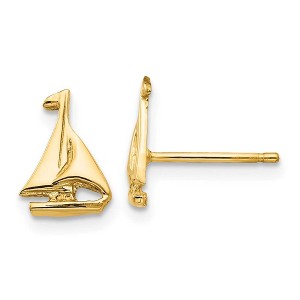 Black Bow Jewelry Mini Polished Sailboat Post Earrings in 14k Yellow Gold - 1 of 4