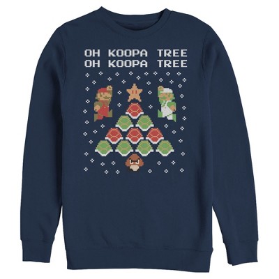 Men's Nintendo Christmas Mario Bros. Koopa Tree Sweatshirt