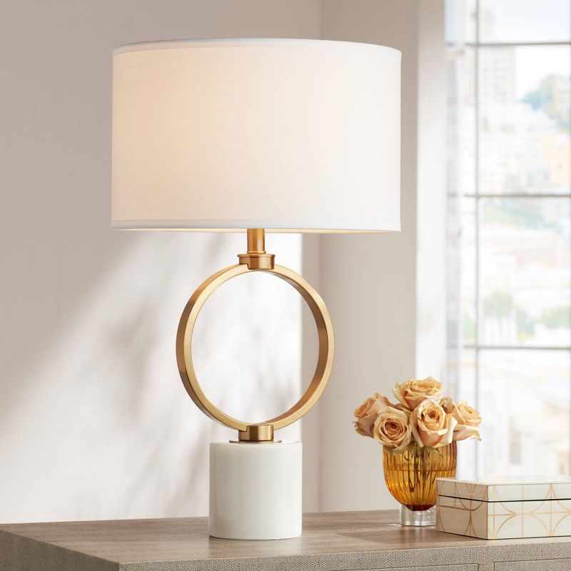 Possini Euro Design Loop 27 1/2" Tall Modern Glam Luxury Table Lamp Gold Finish Metal White Marble Single Living Room Bedroom Bedside Nightstand House, 2 of 10