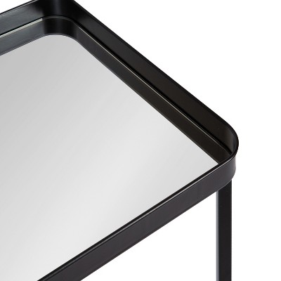 Celia 26'' Black Metal and Mirrored Glass Modern Side Table