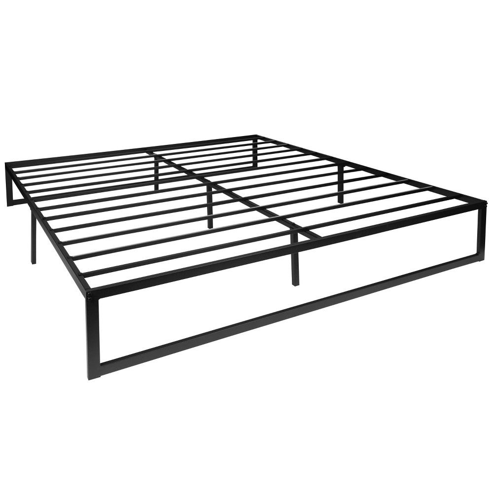 Photos - Bed Taylor & Logan King 14" Branden Minimalist Steel Platform  Frame Black: Metal Construction, No Box Spring Needed