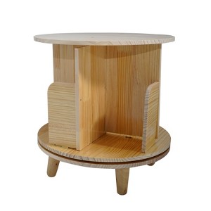 Slickblue 360° Rotating Pine Wood Bookshelf, Round 1/3/4 Tier Freestanding Shelf for Books, Toys, and Decor - 1 of 4