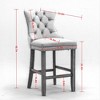 Kumasinova Mid-Century Modern Velvet Bar Stools Set of 2, Solid Wood Counter Stools, Velvet Upholstered Barstools with Button Tufted,Leisure Bar Chair - 2 of 4