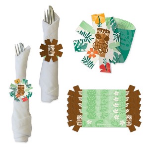 Big Dot of Happiness Tropical Luau - Hawaiian Beach Party Paper Napkin Holder - Napkin Rings - Set of 24 - 1 of 4