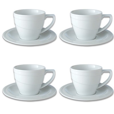 BergHOFF Essentials 12Oz Porcelain Breakfast Cup & Saucers, Set of 4