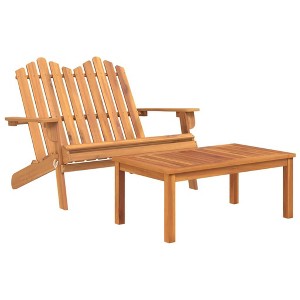 vidaXL 2-Piece Adirondack Patio Lounge Set with Coffee Table - Solid Acacia Wood - Outdoor Relaxation - Farmhouse Style - 1 of 4