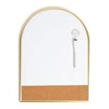 U Brands 12''x16''  Arch Gold Frame Dry Erase Board with Cork Strip