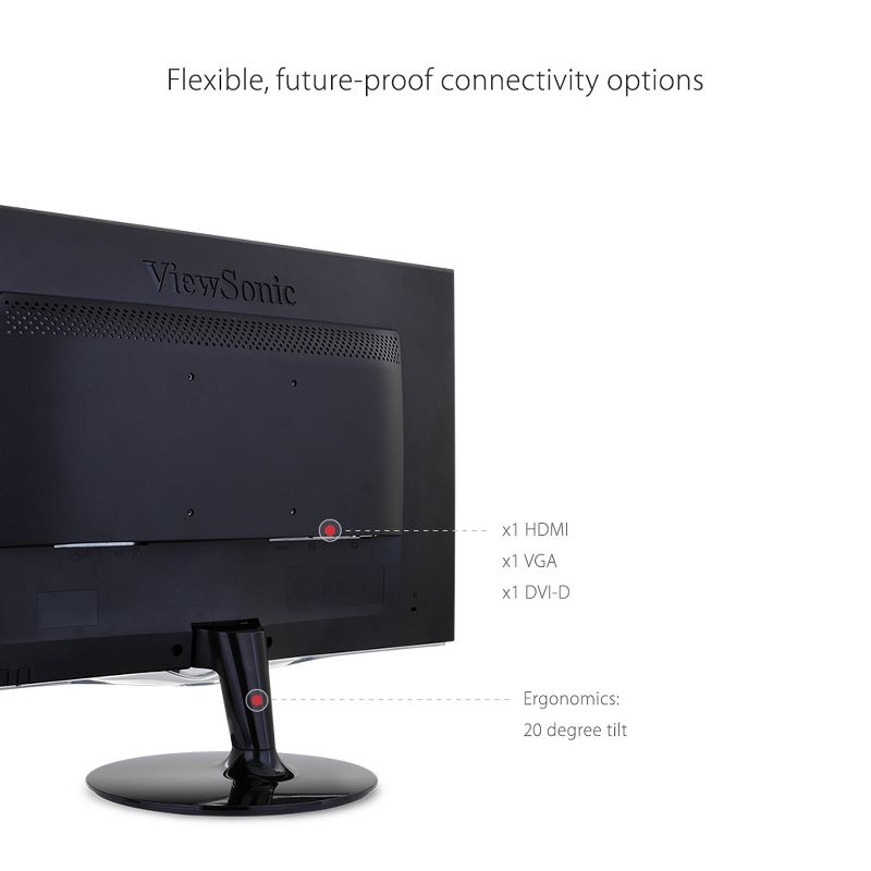 ViewSonic VX2452MH 24 Inch 2ms 60Hz 1080p Gaming Monitor with HDMI DVI and VGA inputs, 4 of 9