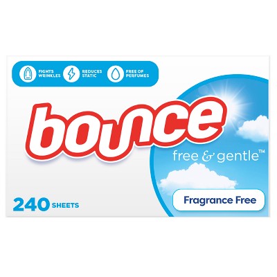 Bounce Fabric Softener Sheets - Free & Gentle - 240ct: Box, Dermatologist Tested, Sensitive Formula, Bleach-Free