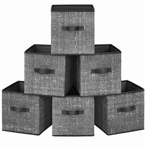 SONGMICS Storage Cubes Non-Woven Fabric Bins with Double Handles Set of 6 Closet Organizers for Shelves Foldable for Clothes - 1 of 4