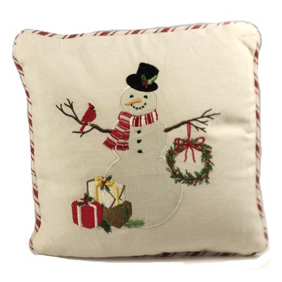 Home Decor 10.0" Snowman With Cardinal Pillow Christmas Presents Wreath  -  Decorative Pillow